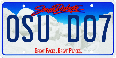 SD license plate 0SUD07
