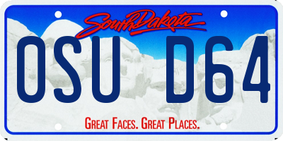 SD license plate 0SUD64
