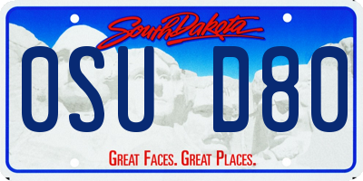 SD license plate 0SUD80