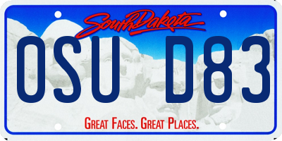 SD license plate 0SUD83