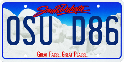 SD license plate 0SUD86