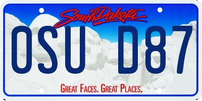 SD license plate 0SUD87