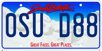 SD license plate 0SUD88