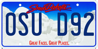 SD license plate 0SUD92