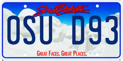 SD license plate 0SUD93