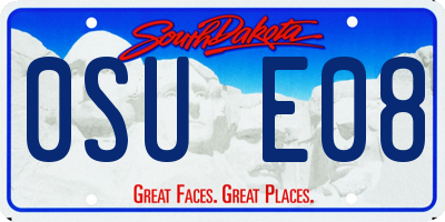 SD license plate 0SUE08