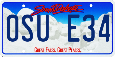 SD license plate 0SUE34