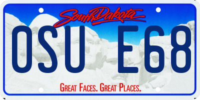 SD license plate 0SUE68