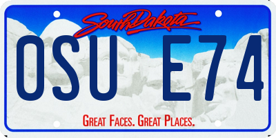 SD license plate 0SUE74