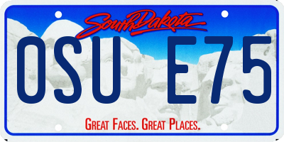 SD license plate 0SUE75