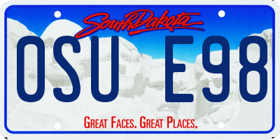 SD license plate 0SUE98