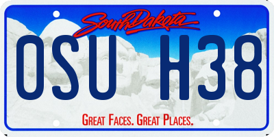 SD license plate 0SUH38