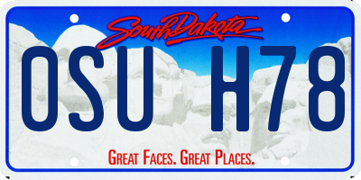 SD license plate 0SUH78