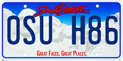 SD license plate 0SUH86