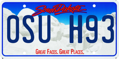 SD license plate 0SUH93