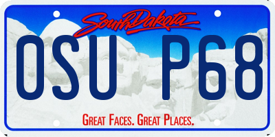 SD license plate 0SUP68