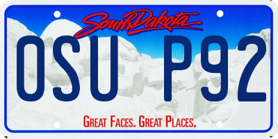 SD license plate 0SUP92