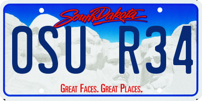 SD license plate 0SUR34