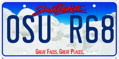 SD license plate 0SUR68