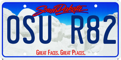 SD license plate 0SUR82