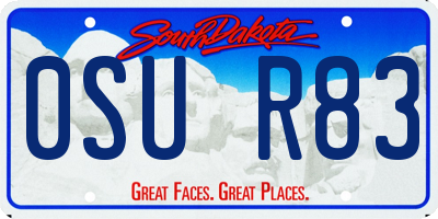 SD license plate 0SUR83