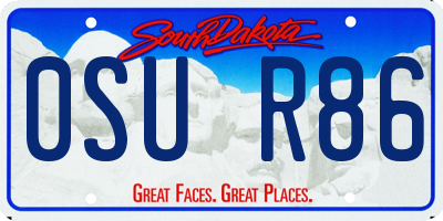 SD license plate 0SUR86
