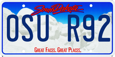 SD license plate 0SUR92