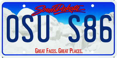 SD license plate 0SUS86