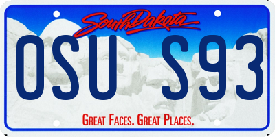 SD license plate 0SUS93