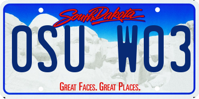 SD license plate 0SUW03