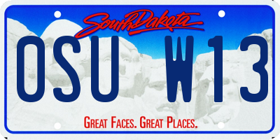 SD license plate 0SUW13