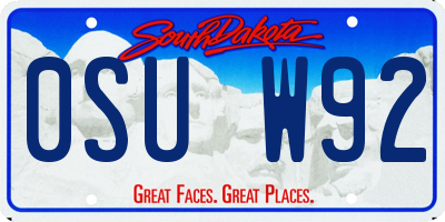 SD license plate 0SUW92