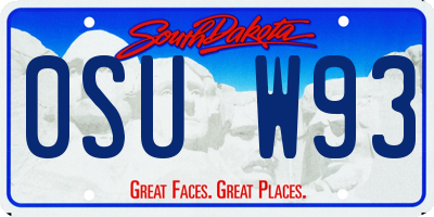 SD license plate 0SUW93