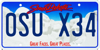 SD license plate 0SUX34