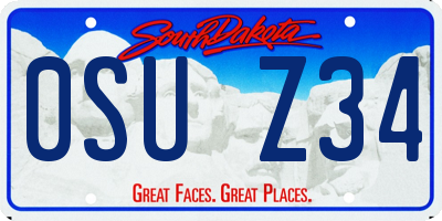 SD license plate 0SUZ34