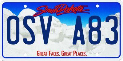 SD license plate 0SVA83