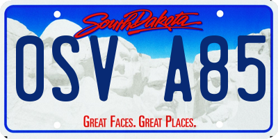 SD license plate 0SVA85