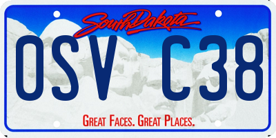 SD license plate 0SVC38