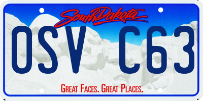 SD license plate 0SVC63