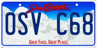 SD license plate 0SVC68