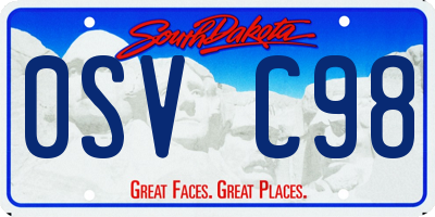 SD license plate 0SVC98