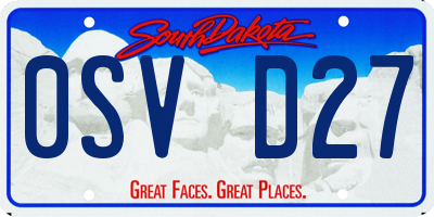 SD license plate 0SVD27