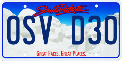 SD license plate 0SVD30