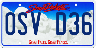 SD license plate 0SVD36