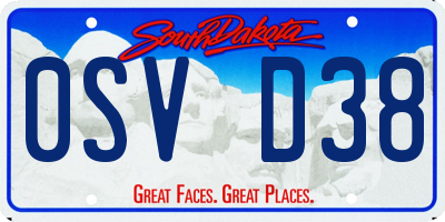 SD license plate 0SVD38