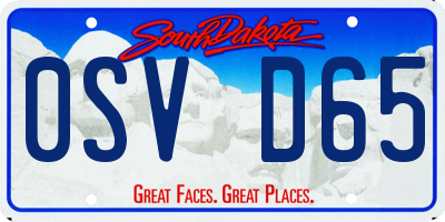 SD license plate 0SVD65
