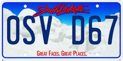 SD license plate 0SVD67