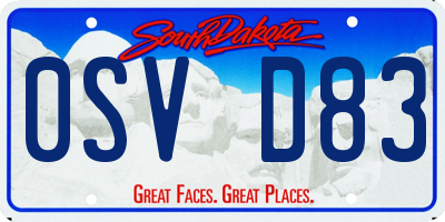 SD license plate 0SVD83