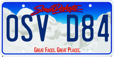 SD license plate 0SVD84