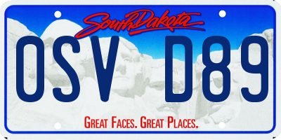 SD license plate 0SVD89